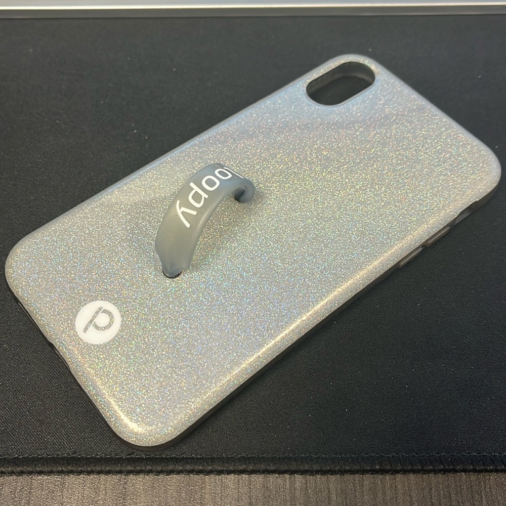 iPhone XR loopy case silver glitter
